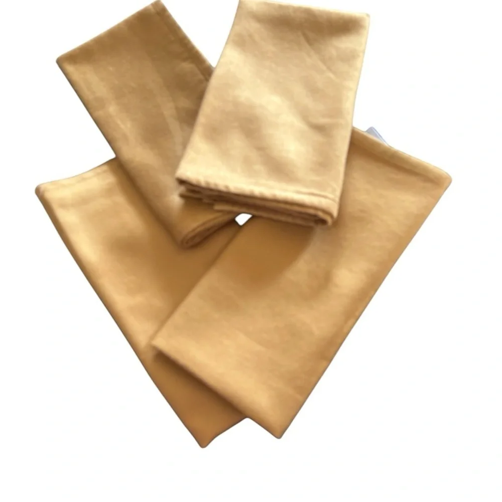 Set 4 Silk Bronze Gold Square Dinner Napkins 20X20 Entertaining Elegant Luxury